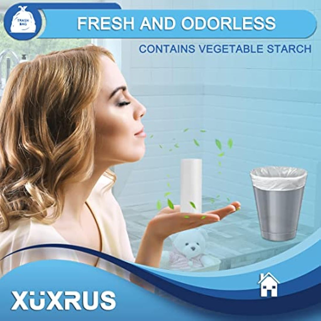 XUXRUS 10L Bin Liners | 120 Count Leakproof Small Rubbish Bags - White