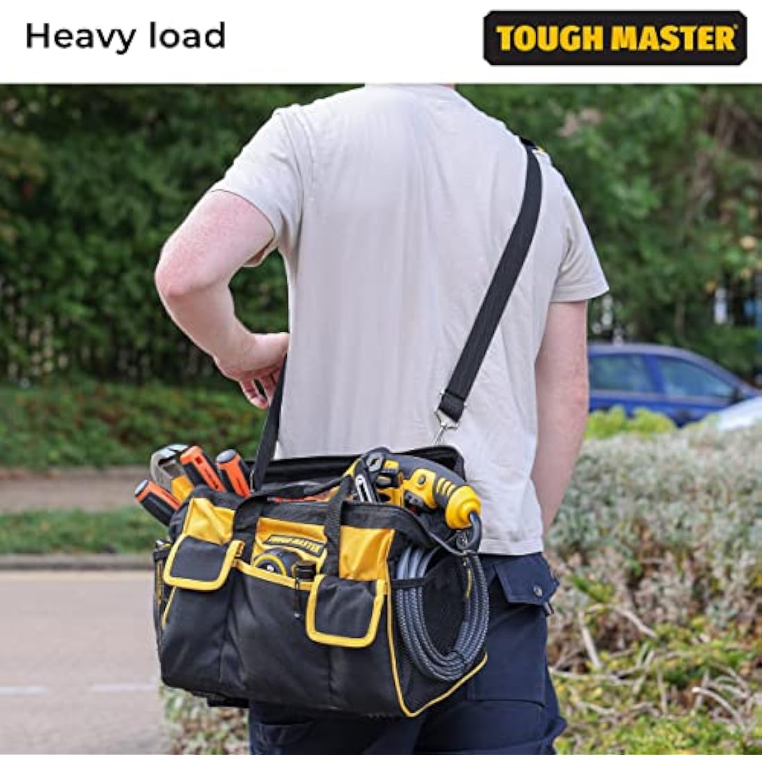 TOUGH MASTER 16" Heavy Duty Tool Bag | 27 Pockets & Shoulder Strap