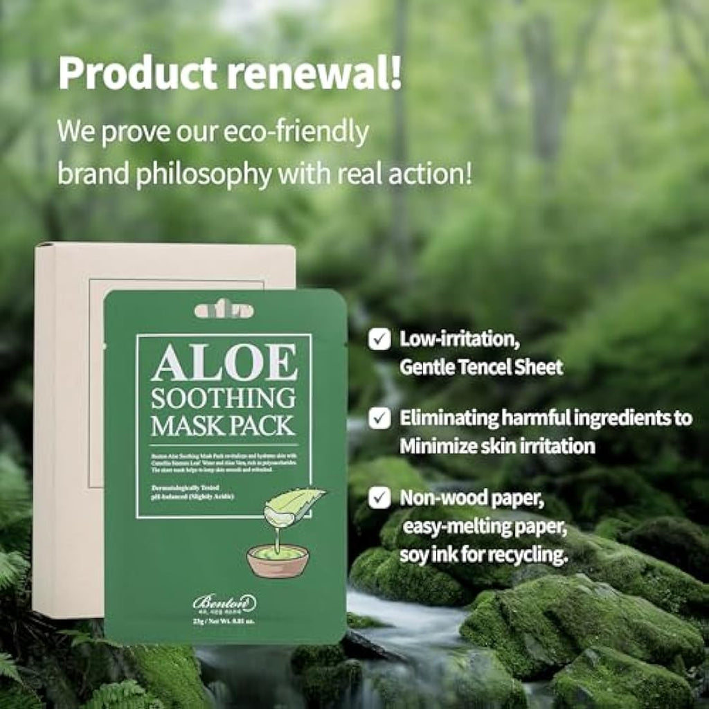 Benton Aloe Soothing Mask Pack – Hydrating & Cooling Sheet Mask (10 Pack)