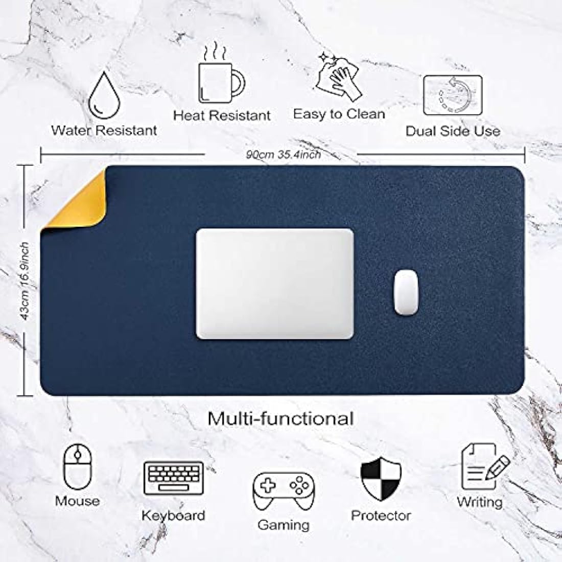 DOBAOJIA Large PU Leather Desk Pad - Waterproof Dual-Side Mouse Mat