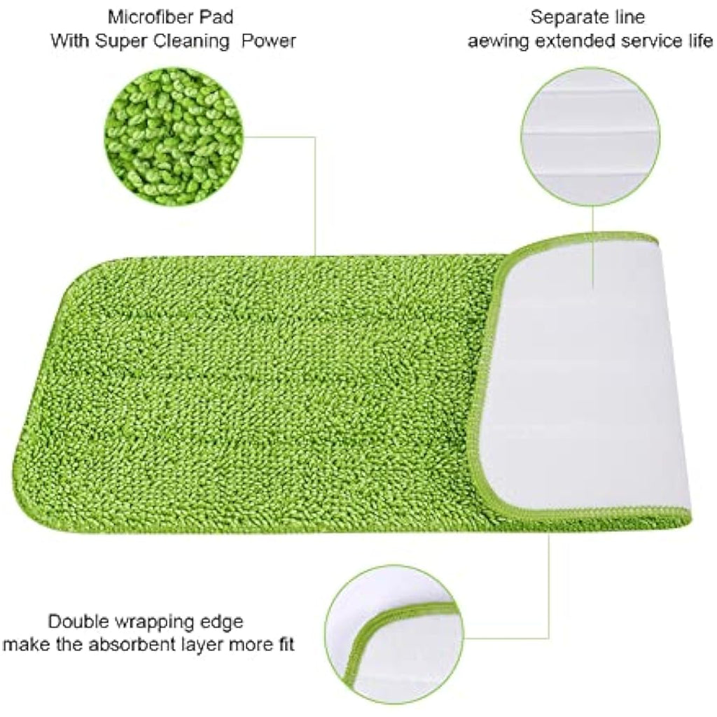 Vicloon Microfiber Mop Pads - 6 Pack Washable Spray Mop Refills, Green