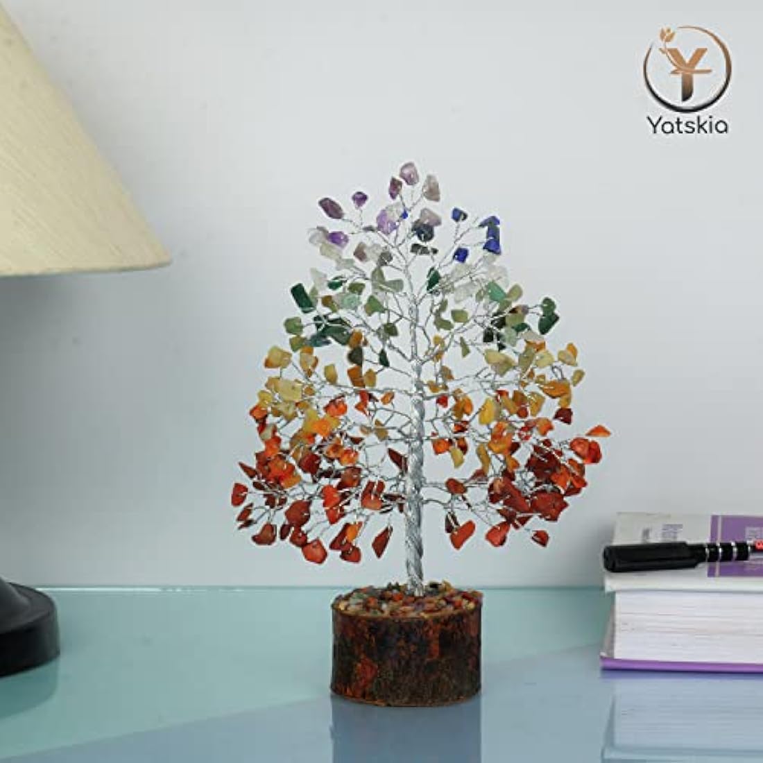 7 Chakra Crystal Tree of Life – 10" Feng Shui Gemstone Bonsai