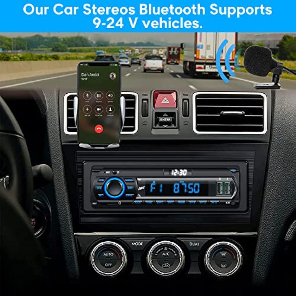 Wistrue 1 DIN Car Radio Bluetooth Stereo – 9-24V AM/FM RDS MP3 Player