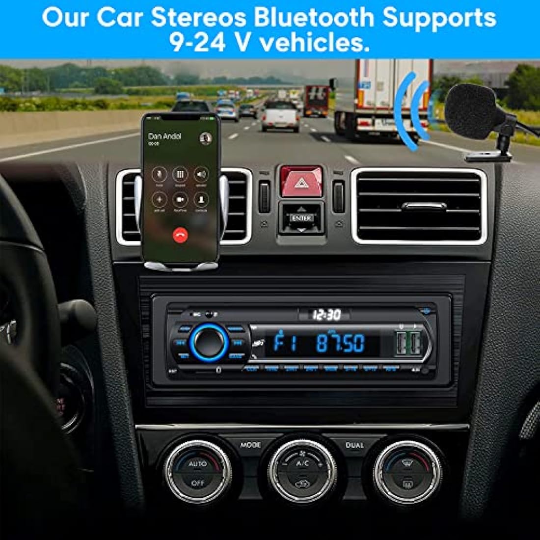 Wistrue 1 DIN Car Radio Bluetooth Stereo – 9-24V AM/FM RDS MP3 Player