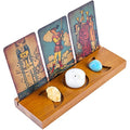 Curawood Triple Moon Wooden Tarot Card Holder Stand - Holds 3 Cards