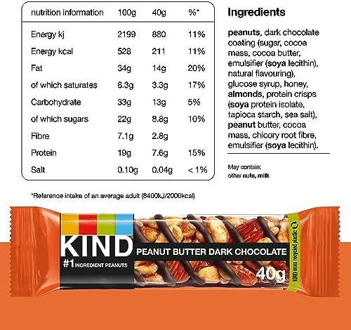 KIND Peanut Butter Dark Chocolate Gluten Free Snack Bars - 24 x 40g