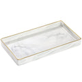 Luxspire Marble Ceramic Vanity Tray | Gold Edged Jewelry & Bathroom Organizer