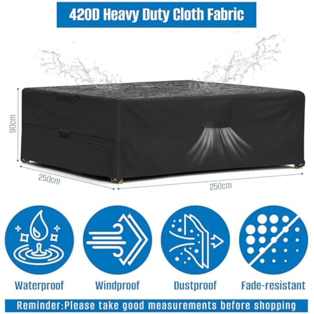 SIRUITON Garden Furniture Cover | 420D Waterproof Oxford Patio Set Cover