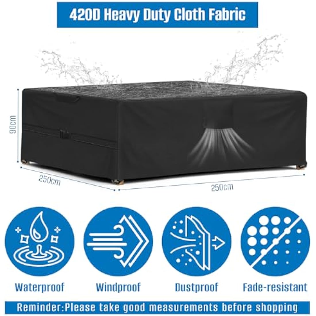 SIRUITON Garden Furniture Cover | 420D Waterproof Oxford Patio Set Cover