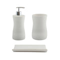 MSV Palma 3-Piece Ceramic Bathroom Accessory Set - White Soap Dispenser