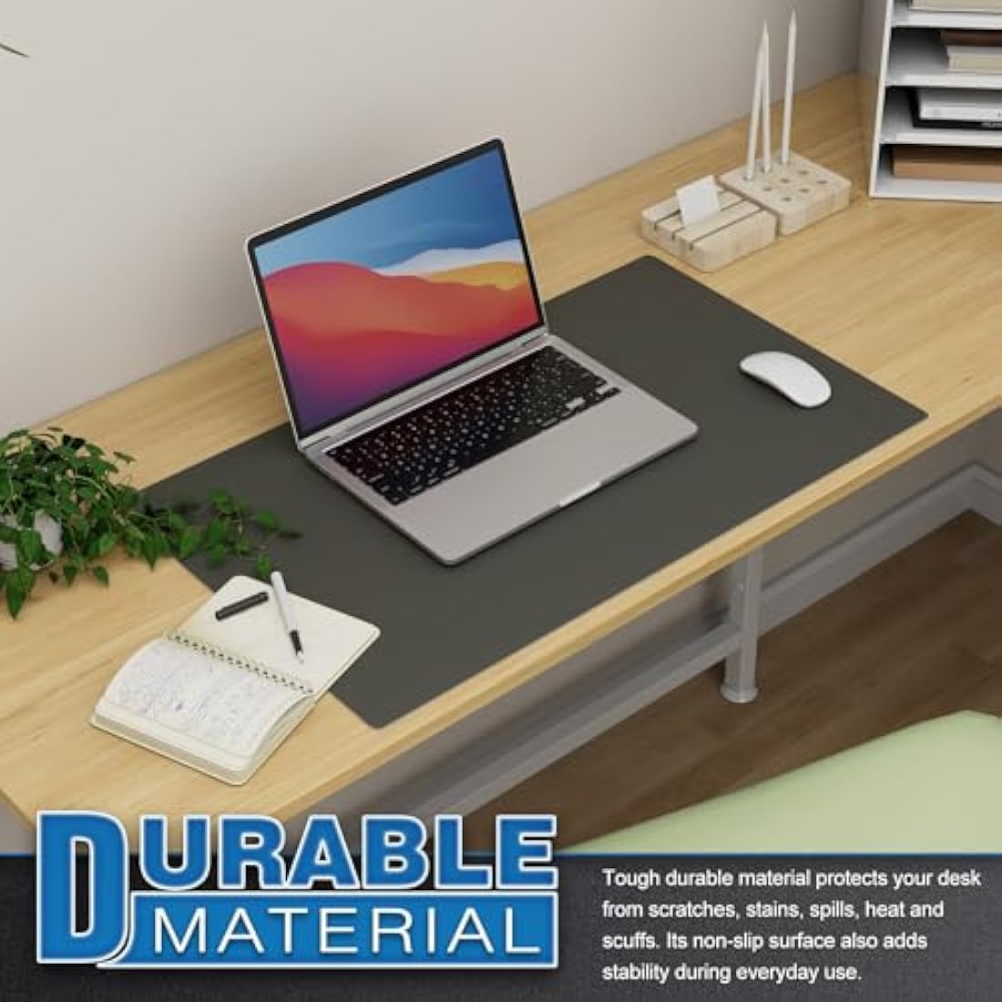 K KNODEL Leather Desk Mat - Dual Sided Waterproof Mouse Pad, Dark Gray