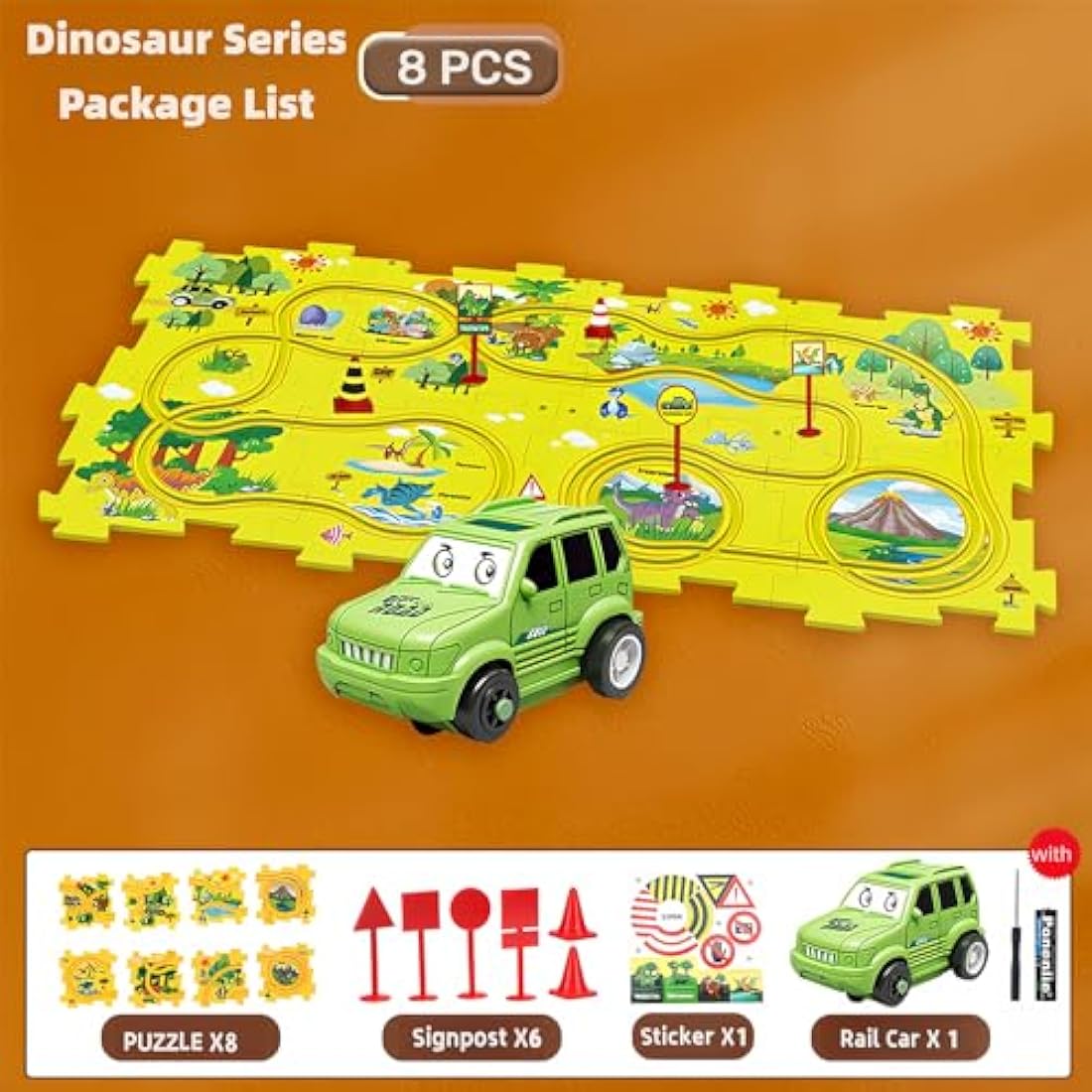 Jolof Store DIY Puzzle Racer Car Track Set | 8-Piece Educational Toy