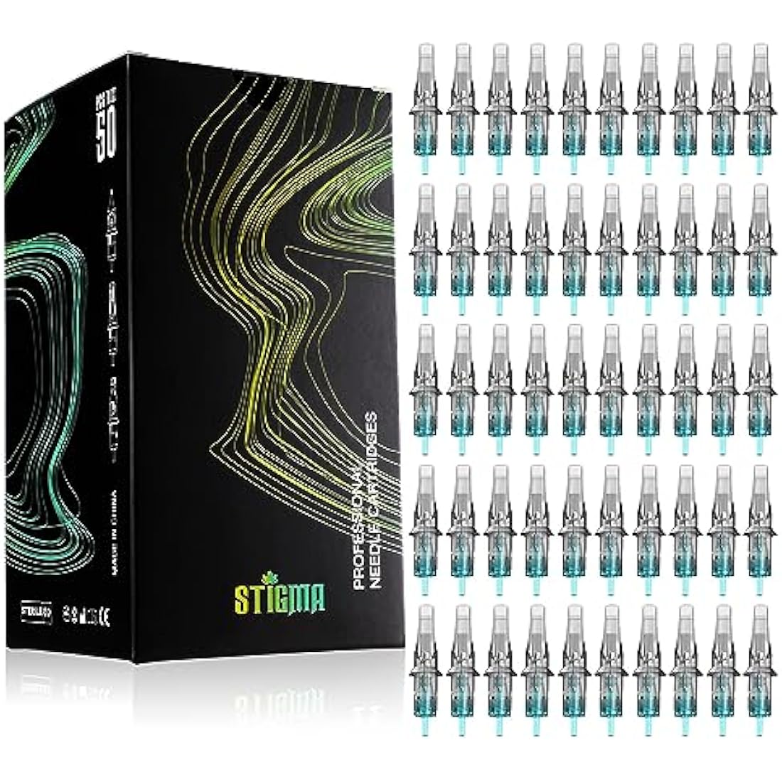STIGMA 50Pcs Tattoo Cartridges – Bugpin Round Magnum Mixed Needles