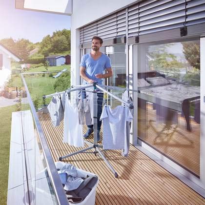Leifheit LinoPop-Up 140 Portable Umbrella Clothesline – 14m Drying Space