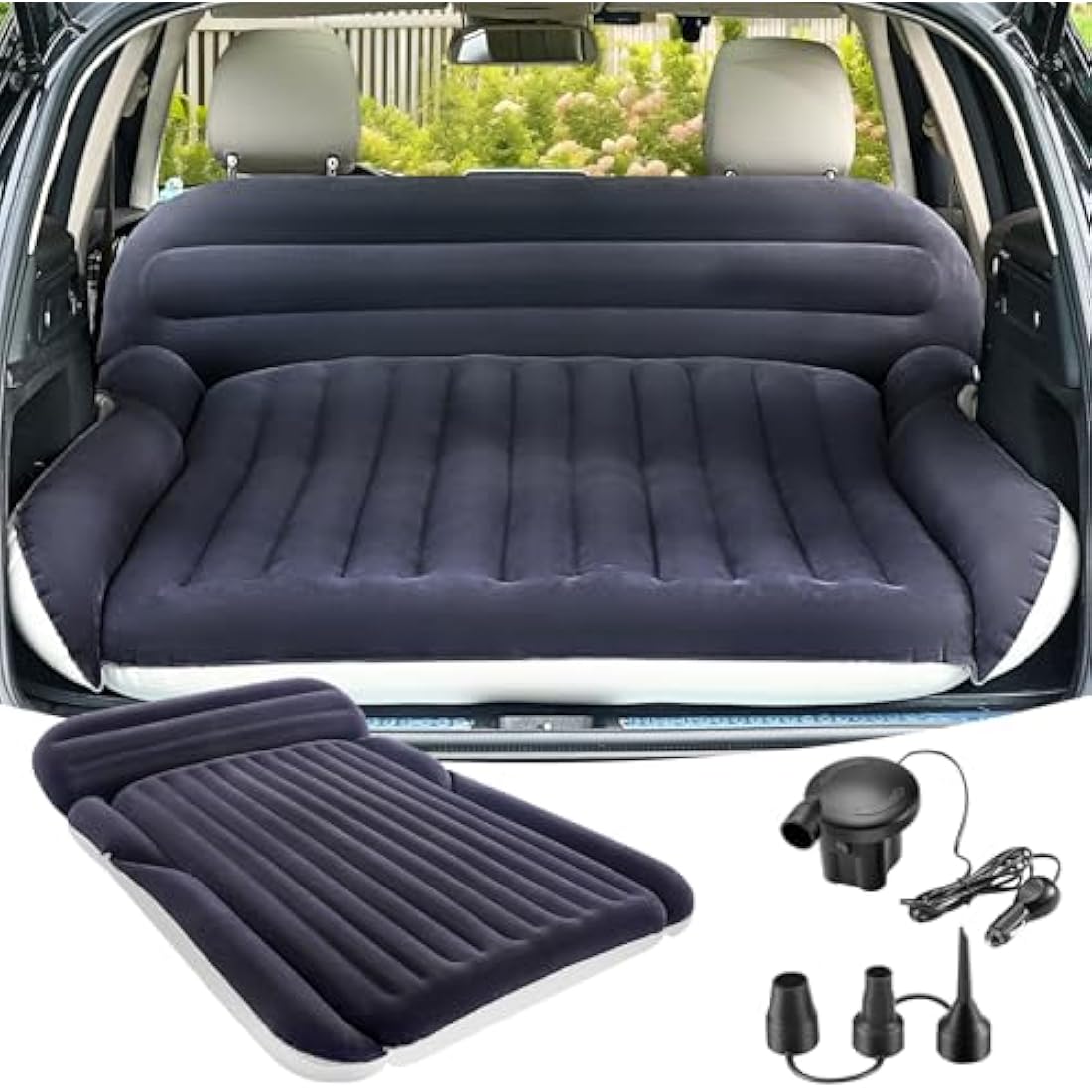 Jolof Store KMZ Inflatable SUV Air Mattress with Pump for Car Camping