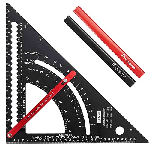 Pronese 12-Inch Adjustable Roofing Square – Aluminum Rafter Square Set
