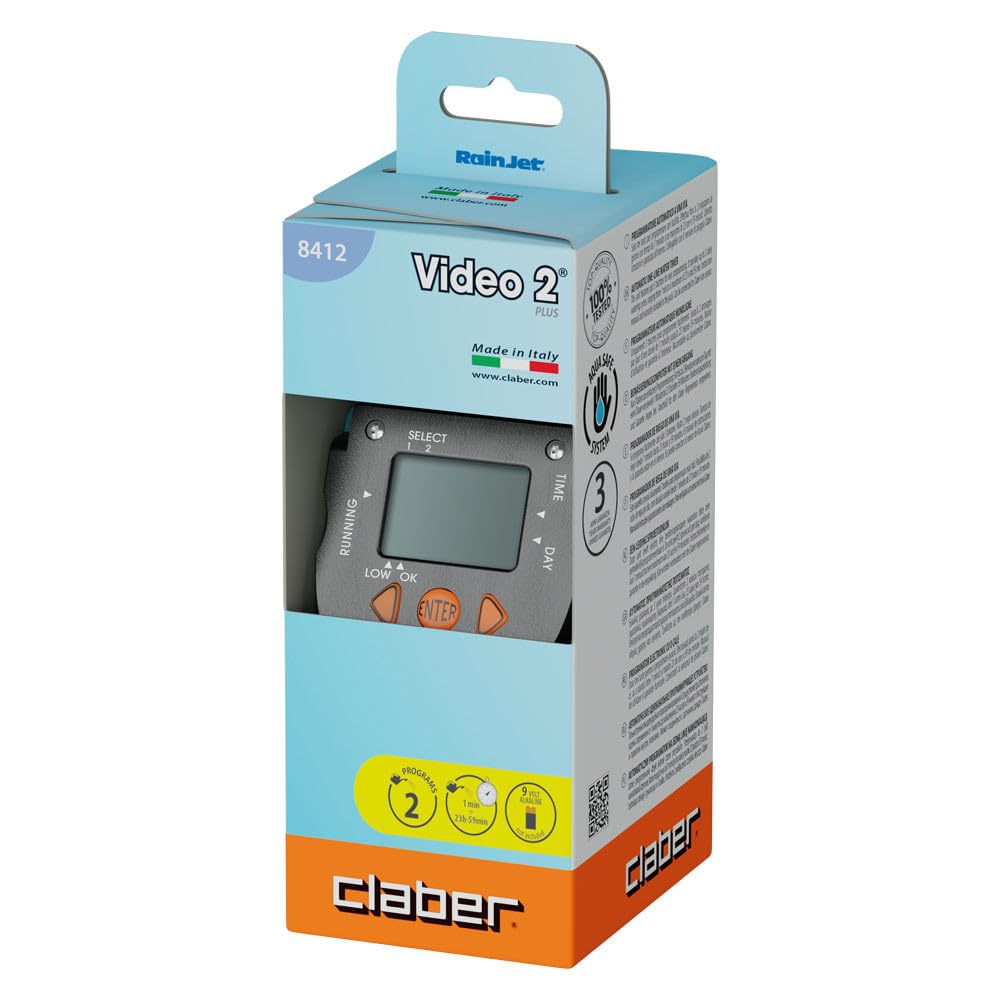Claber Aquauno Video-2 Plus One-Way Tap Programmer Irrigation Timer