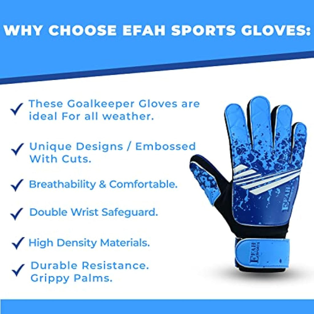 EFAH SPORTS Kids Soccer Goalkeeper Gloves – Youth Goalie Super Grip