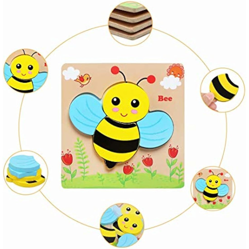 Afufu Wooden Animal Jigsaw Puzzles - Montessori Learning Toys for Toddlers