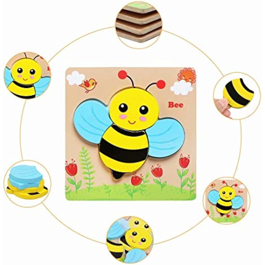 Afufu Wooden Animal Jigsaw Puzzles - Montessori Learning Toys for Toddlers