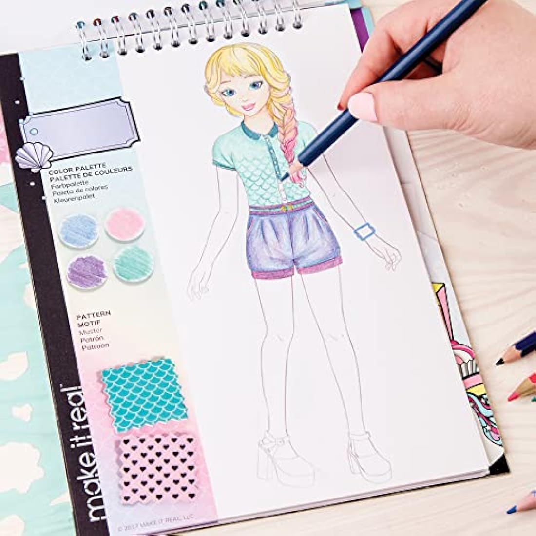 Make It Real Pastel Pop Fashion Design Sketchbook and Coloring Kit
