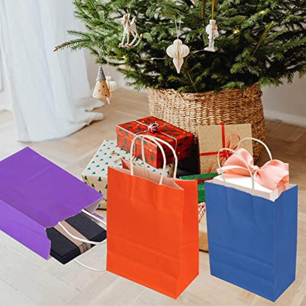 30 Pcs Kraft Paper Party Bags with Handles - 10 Colors