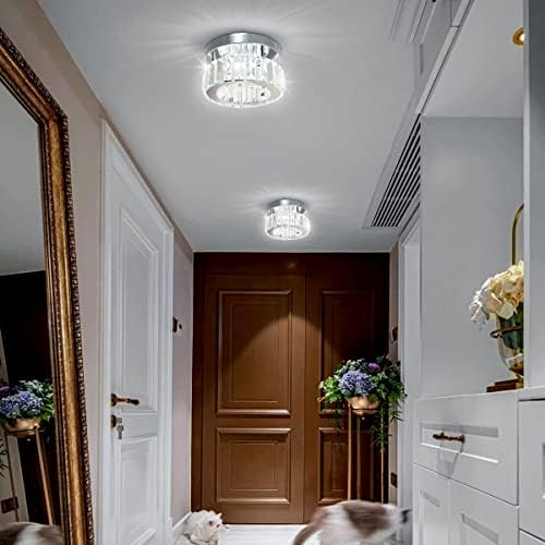 Jolof Store Mini Crystal Chandelier – Round LED Flush Mount Ceiling Light