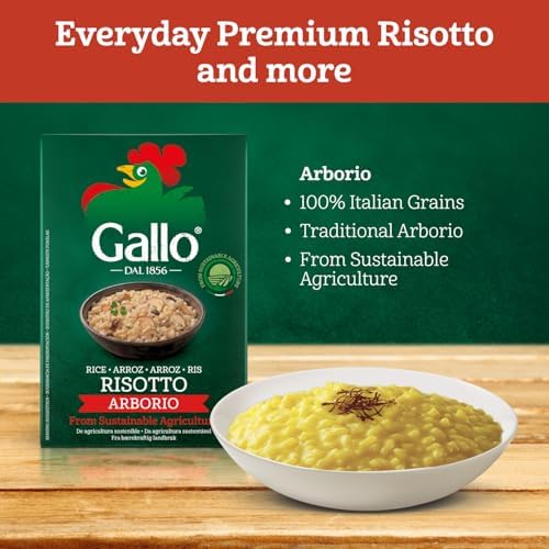 Riso Gallo Arborio Rice – Vegan Creamy Risotto Grains, 500g (12 Pack)
