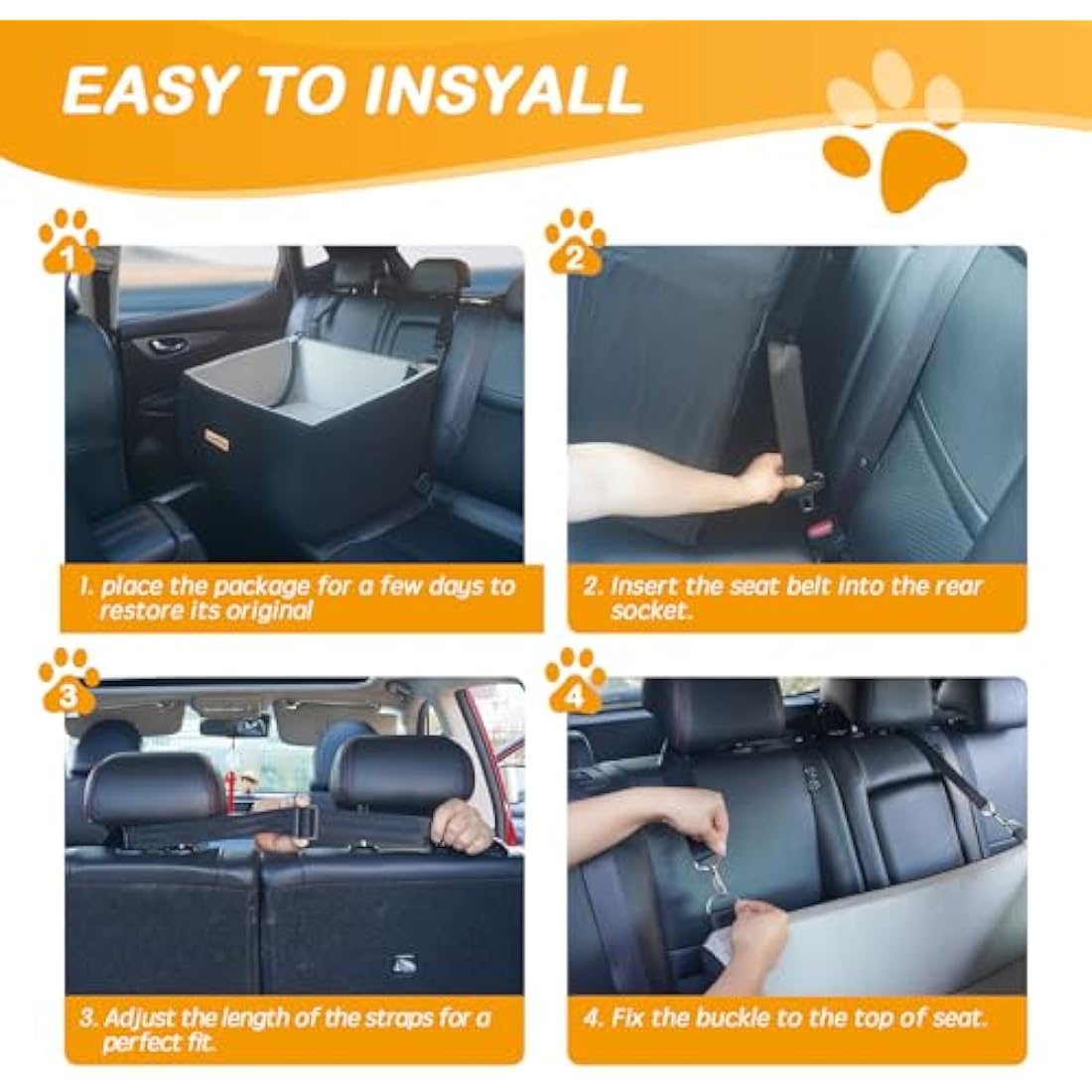 Firepaw Large Dog Car Seat – Washable Booster Seat for Dogs up to 55lbs