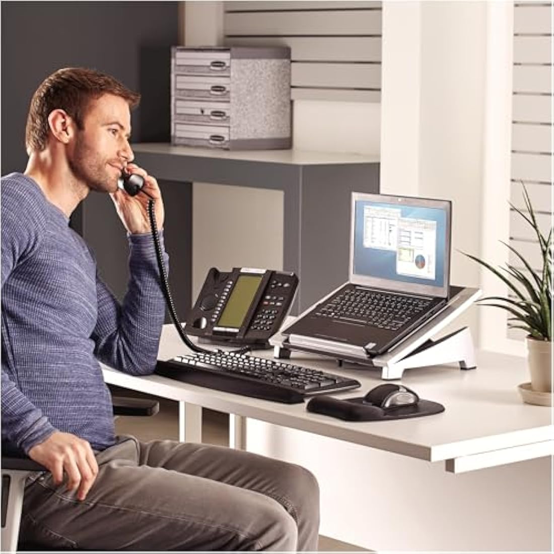 Fellowes Office Suites Laptop Stand – 6 Height Adjustable Riser