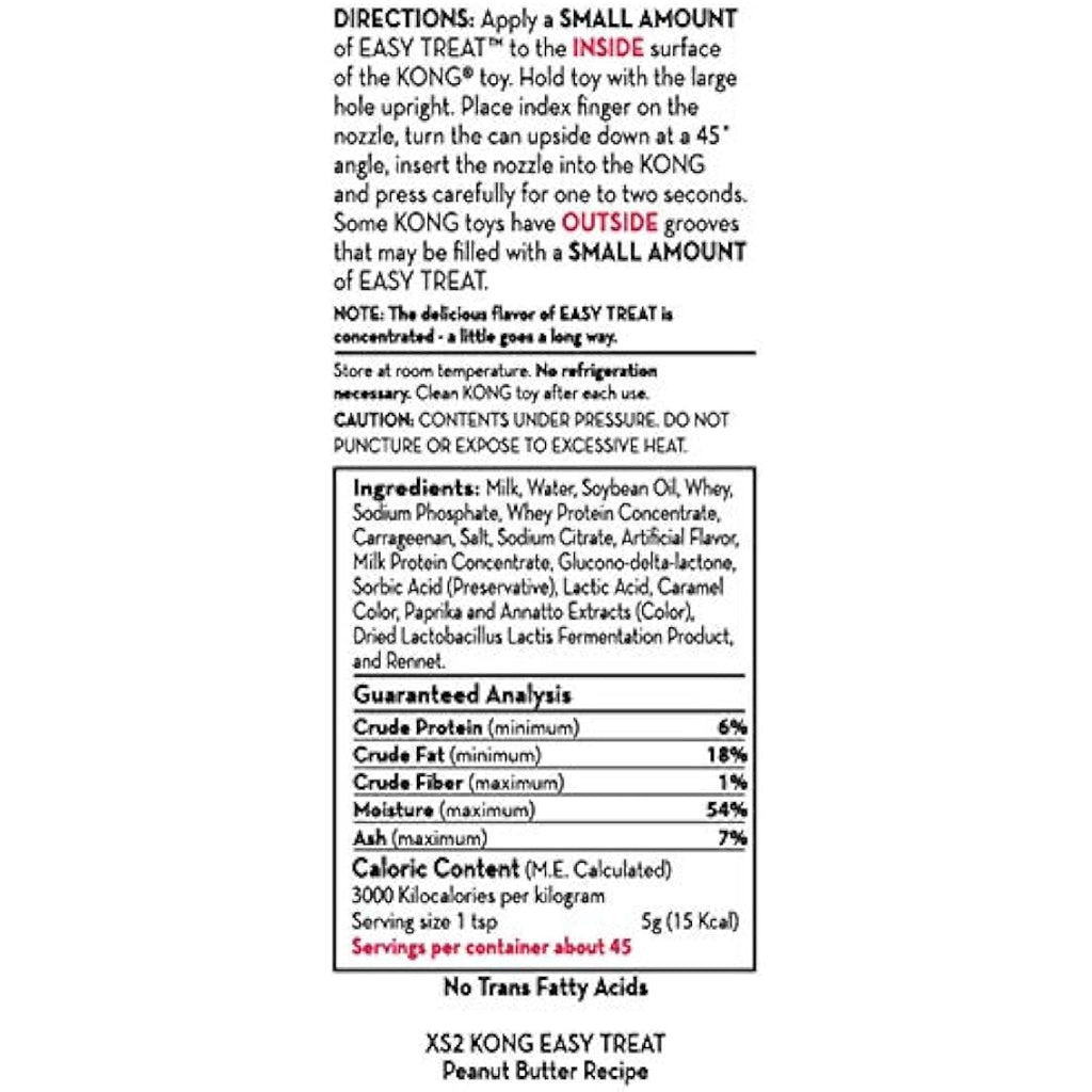 KONG Peanut Butter Easy Treat Paste for Dogs - No-Mess Stuffing, 227ml