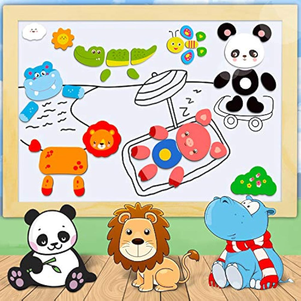 COOLJOY Wooden Magnetic Puzzle | 100+ Piece Educational Drawing Board
