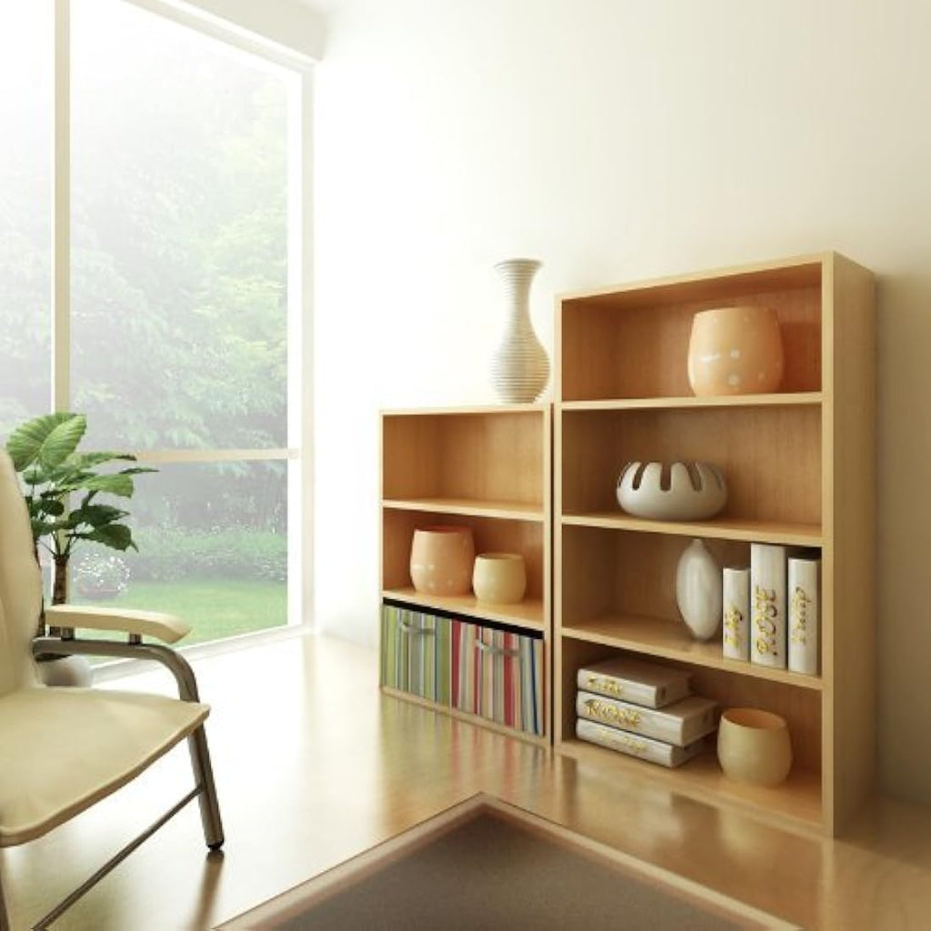 Furinno Pasir 4-Tier Open Shelf Display Rack - Steam Beech Wood