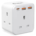 Unidapt 3 Way Plug Adaptor – 20W USB-C PD & QC 3.0 UK Socket Extender