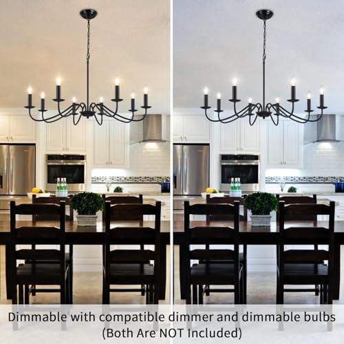 MRHYSWD 8-Light Black Chandelier – Vintage Industrial Metal Ceiling Light