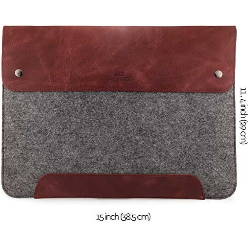 MegaGear Genuine Leather & Fleece MacBook Sleeve – 16 Inch Laptop Case