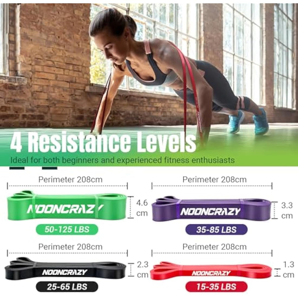 Nooncrazy Resistance Bands Set - 4 Levels with Handles & Door Anchor