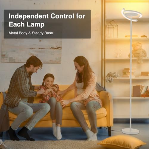 FIMEI Modern LED Floor Lamp - Stepless Dimming & Remote Control, White