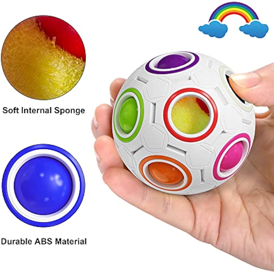 ROXENDA Magic Rainbow Ball Puzzle 4-Pack – 12-Hole Fidget Brain Teaser