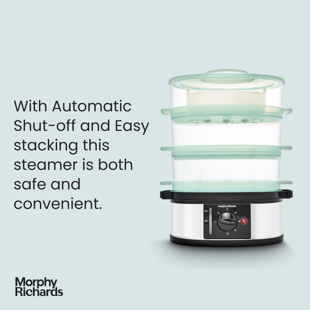 Morphy Richards 3 Tier Food Steamer | 9L Stainless Steel 750W