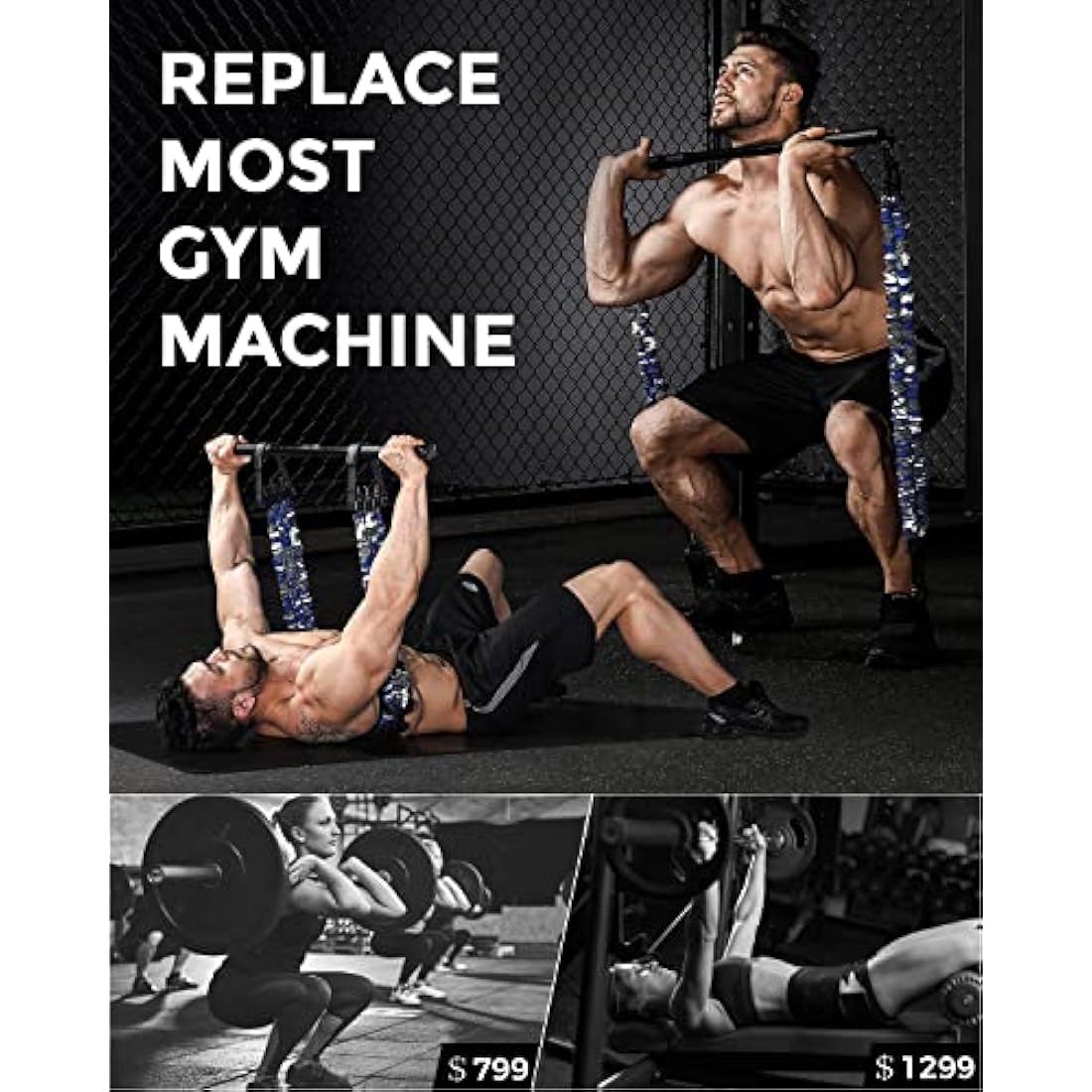 INNSTAR Portable Home Gym Set | Resistance Band Bench Press & Squat Kit