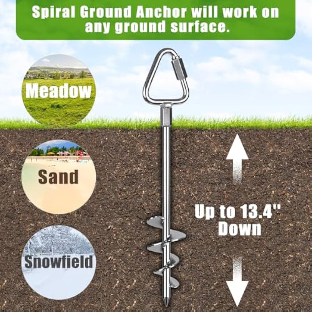 Insaga Heavy Duty Ground Anchors | 44cm Spiral Tent Pegs for Trampoline