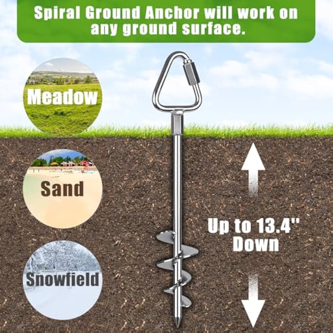 Insaga Heavy Duty Ground Anchors | 44cm Spiral Tent Pegs for Trampoline