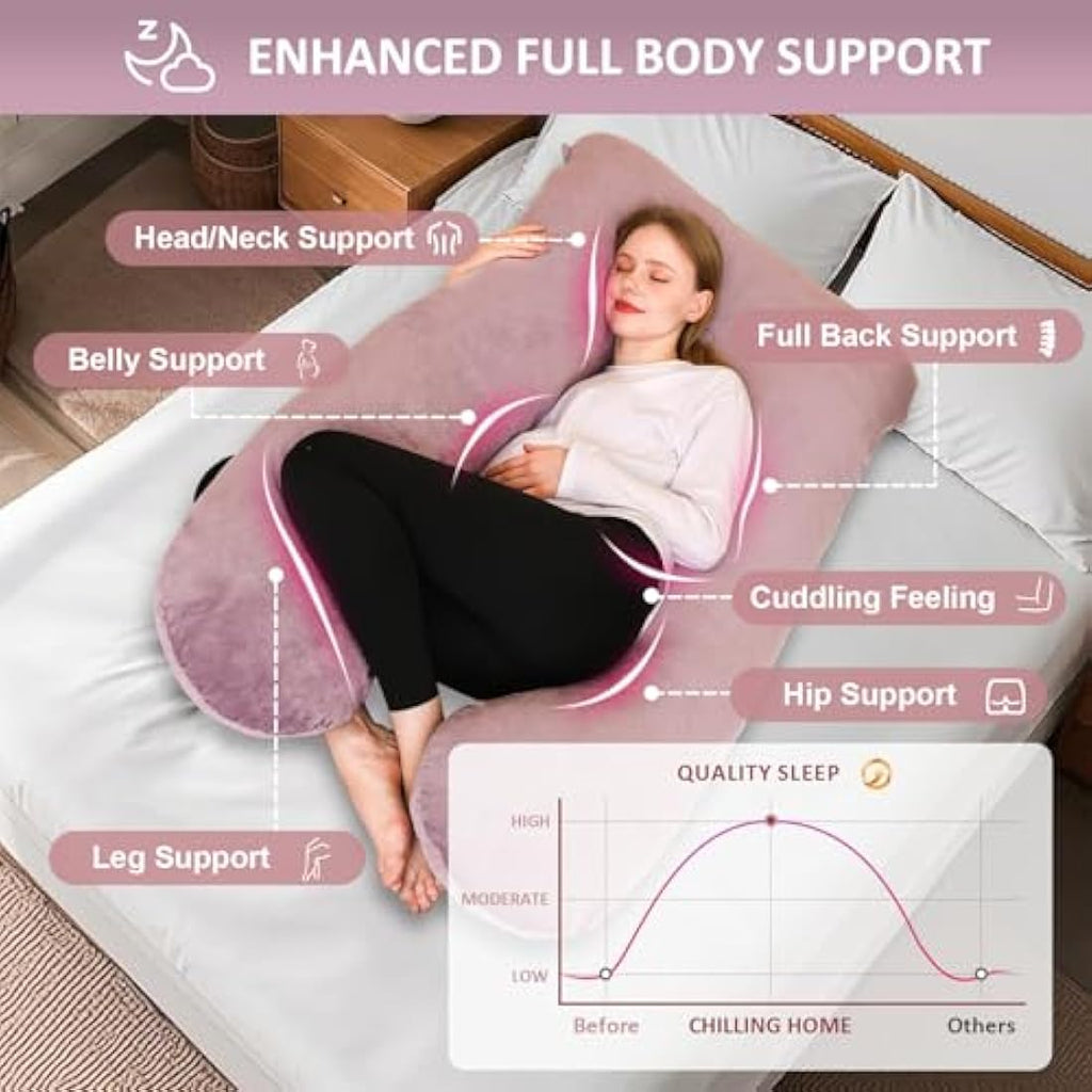 Chilling Home U-Shaped Pregnancy Pillow – 55 Inch Velvet Full Body Support