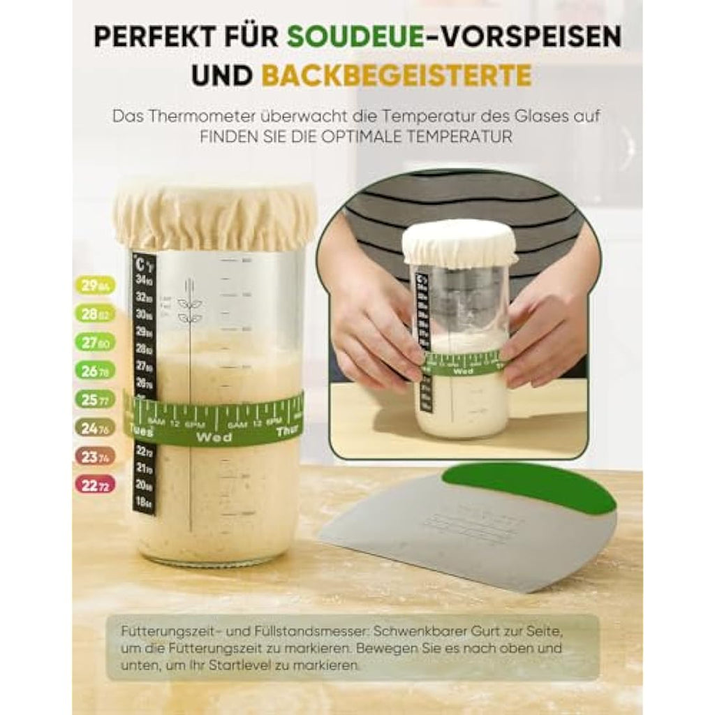 Jolof Store Sourdough Starter Kit with Silicone Bread Proofing Baskets