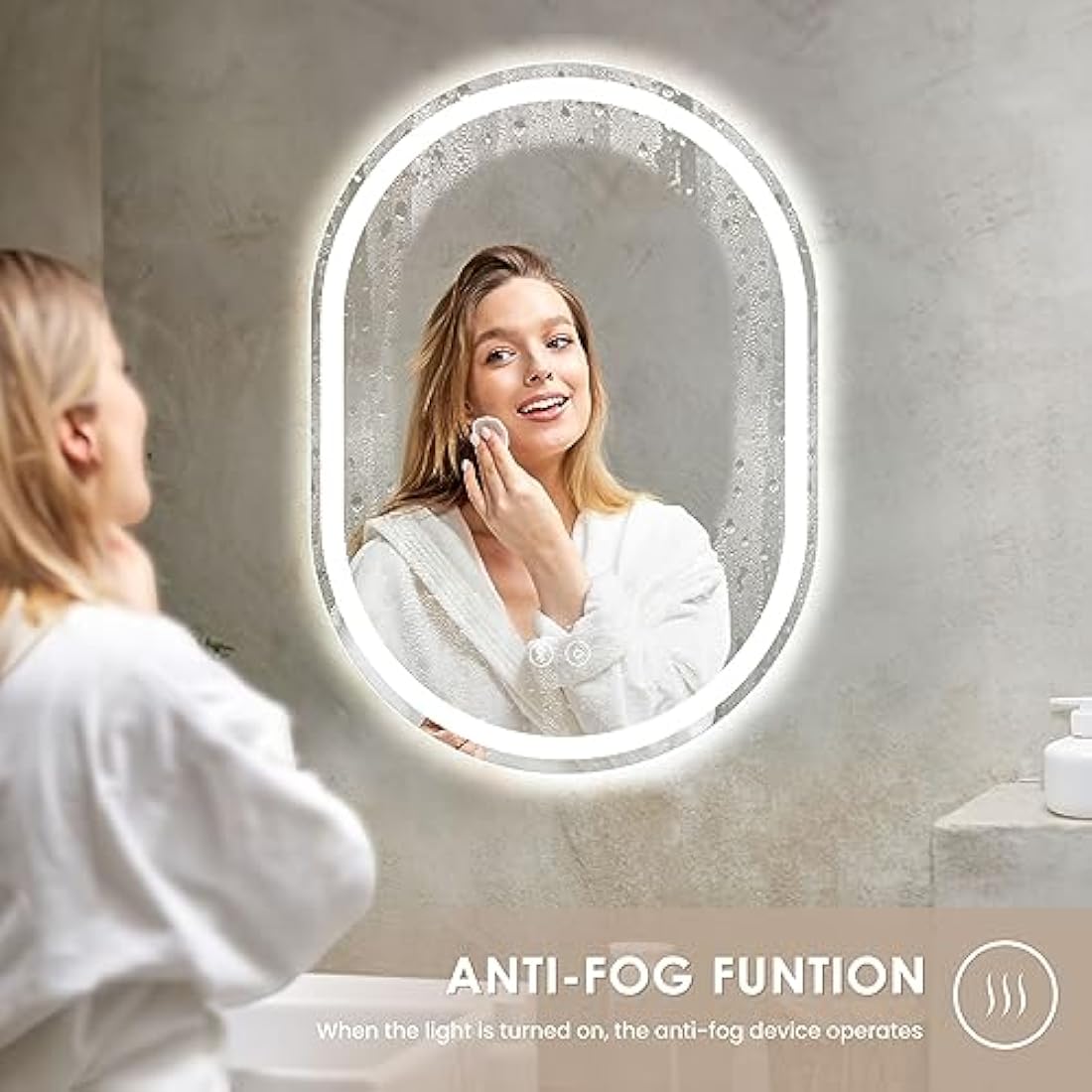 Dripex Bluetooth Oval LED Bathroom Mirror – Anti-Fog Backlit Vanity Light
