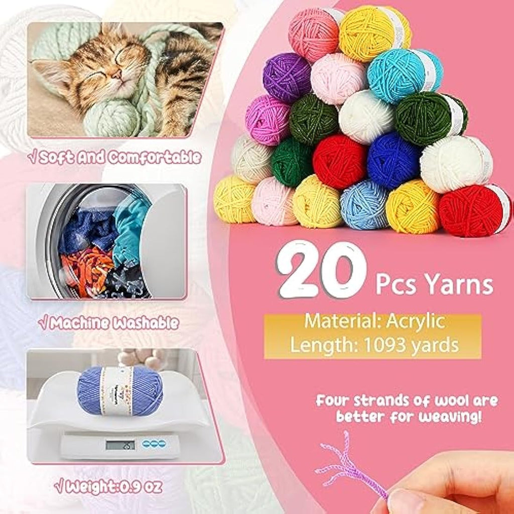 Aeelike Crochet Kit for Beginners - 78pcs Set with 20 Yarn Balls & Tote Bag