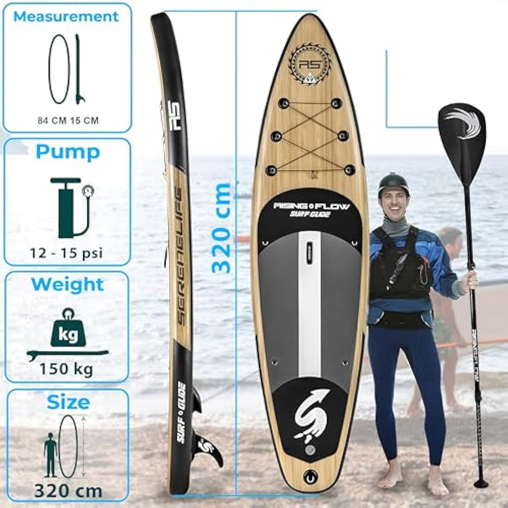 SereneLife Inflatable Stand Up Paddle Board – 10.5' Non-Slip SUP Kit