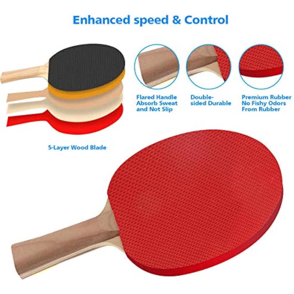 FBSPORT Table Tennis Set | 2 Ping Pong Paddles, Retractable Net & 6 Balls