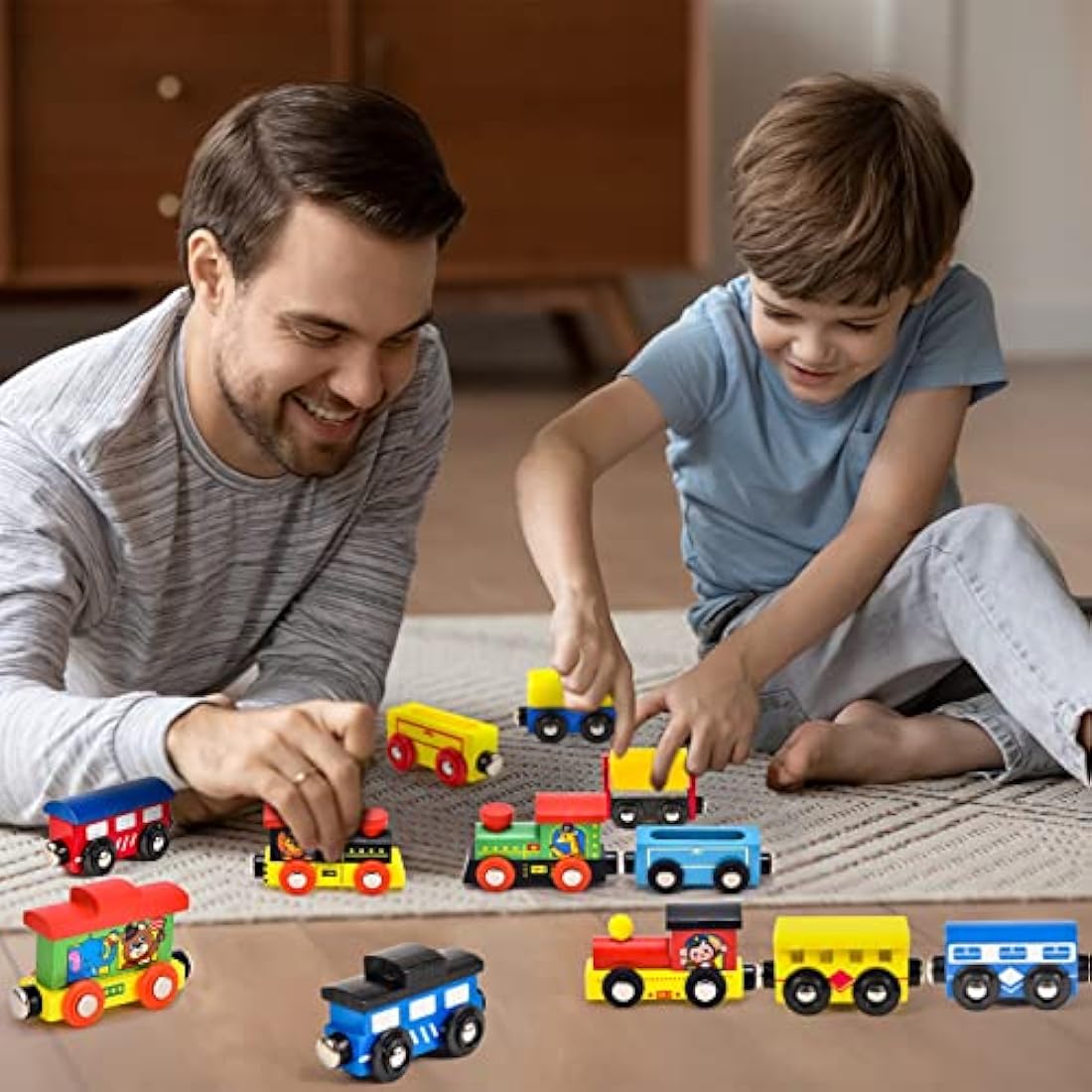Atoylink 12-Piece Magnetic Wooden Animal Train Set - Montessori Toy